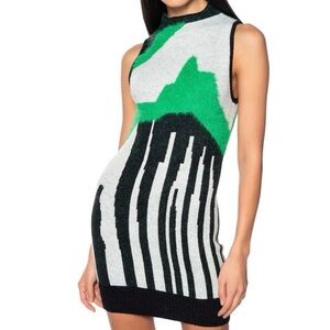 AKIRA Women's Abstract Mini Sweater Dress Multicolor Size L Casual Colorblock